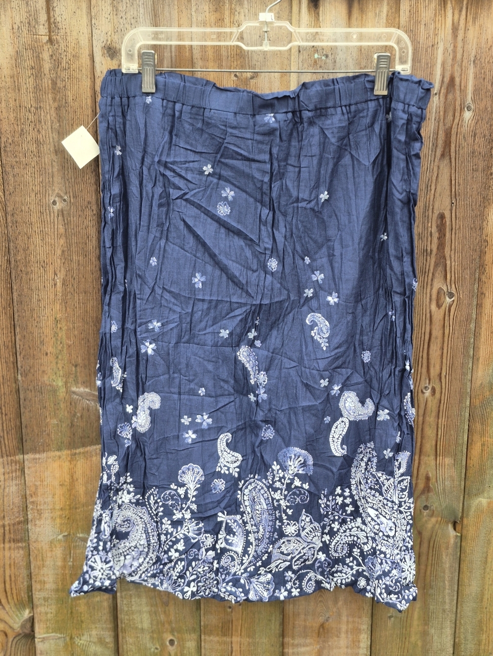 Eddie Bauer Size Larde Navy Blue Paisley Midi Skirt - Picture 16 of 17